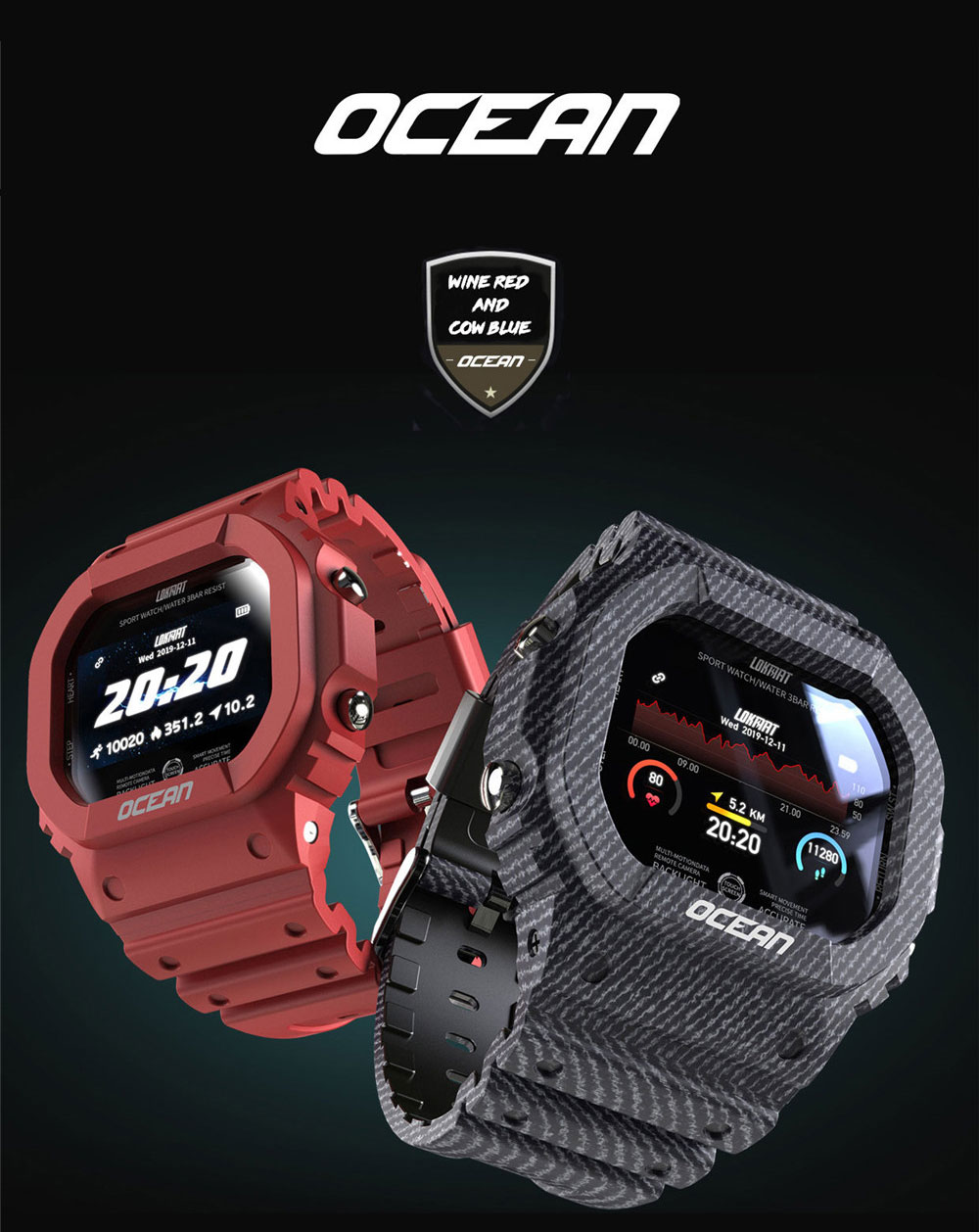LOKMAT-Reloj inteligente deportivo Ocean para hombre y mujer, para Android, con control del ritmo cardíaco y presión sanguínea LOKMAT-Reloj inteligente deportivo Ocean para hombre y mujer, para Android, con control del ritmo cardíaco y presión sanguínea
