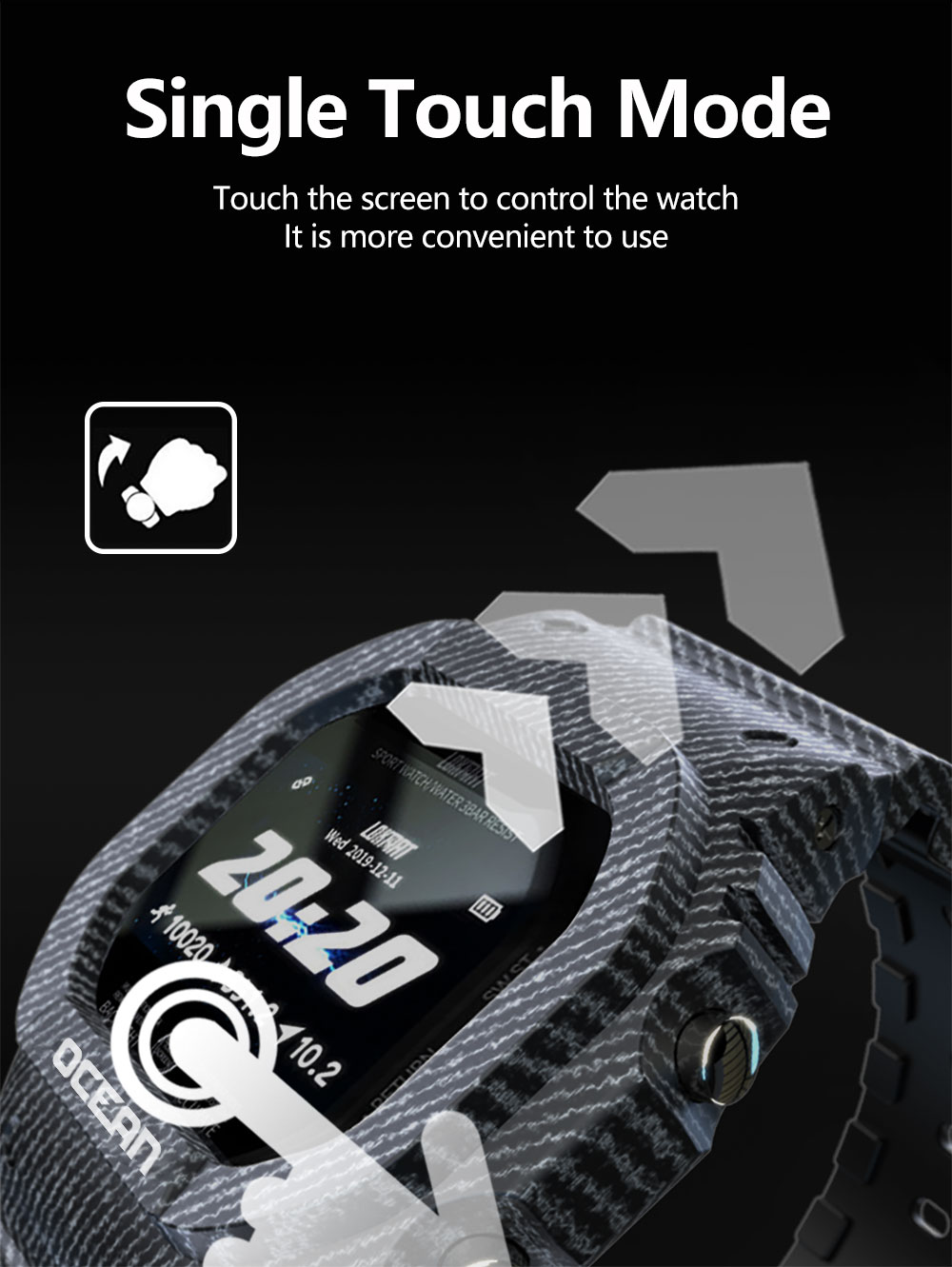 LOKMAT-Reloj inteligente deportivo Ocean para hombre y mujer, para Android, con control del ritmo cardíaco y presión sanguínea