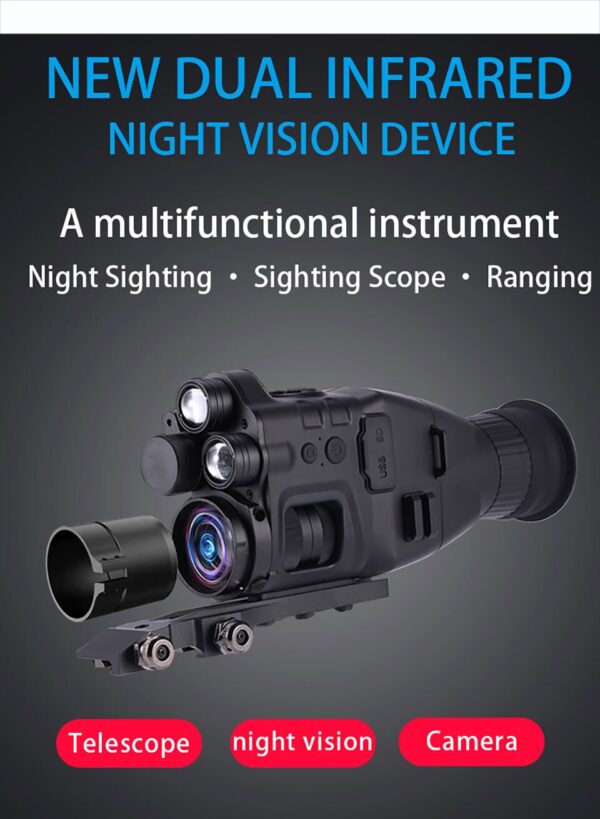 Mira con Visión Nocturna, grabadora de vídeo 1080P, 8 aumentos, zoom óptico, Wifi, Medicion alcance NV, telescopio de 940nm - Imagen 2