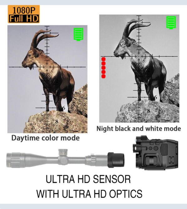 Mira con Visión Nocturna, grabadora de vídeo 1080P, 8 aumentos, zoom óptico, Wifi, Medicion alcance NV, telescopio de 940nm - Imagen 4