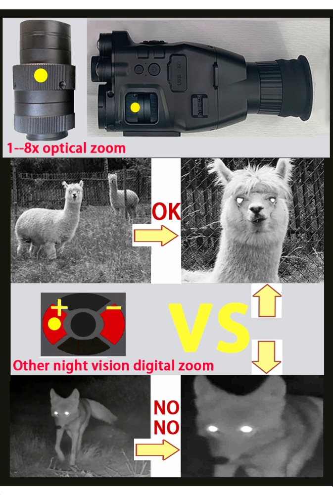 Visión Nocturna CY789, grabadora de vídeo 1080P, 8 aumentos, zoom óptico, mira telescópica Monocular, Wifi, APP, rango de 400M, alcance NV, telescopio de 940nm