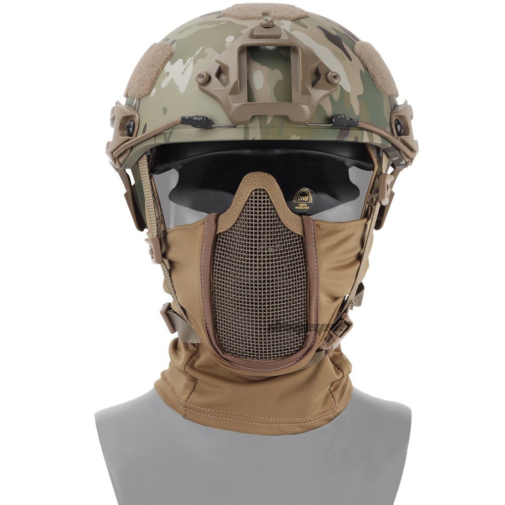 Pasamontañas táctico para Airsoft Paintball, máscara de media cara para caza al aire libre, Máscara protectora de malla metálica