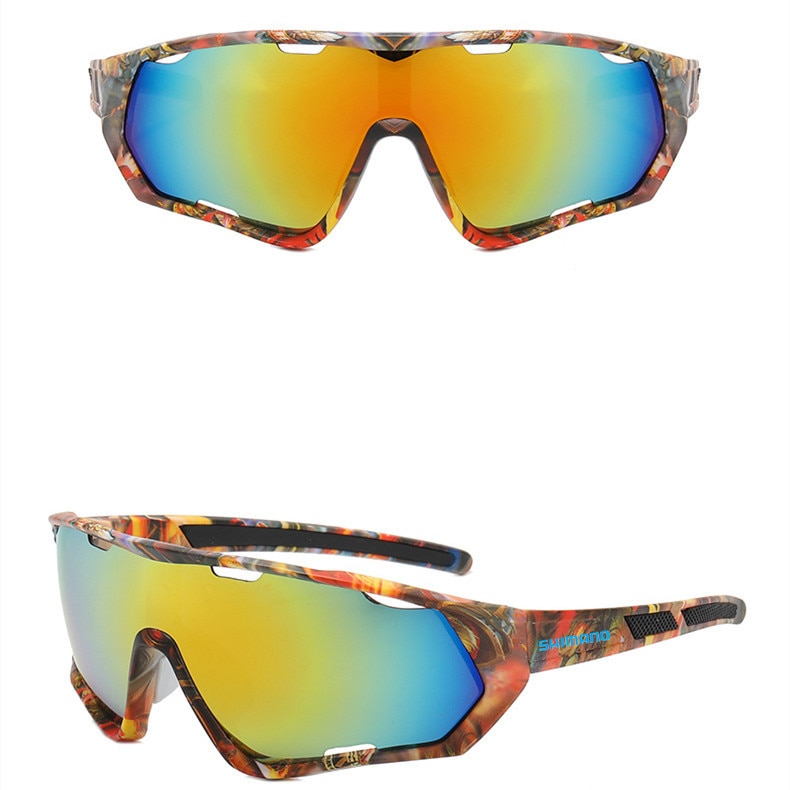 SHIMANO-Gafas de protección UV para hombre y mujer, lentes de sol coloridas para deportes al aire libre, bicicleta de montaña