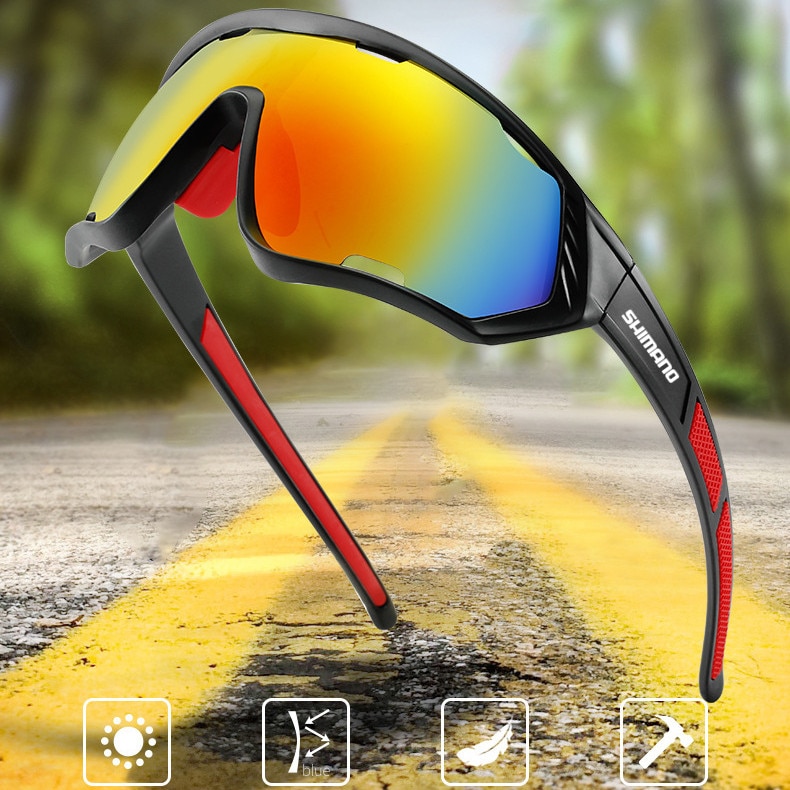 SHIMANO-Gafas de protección UV para hombre y mujer, lentes de sol coloridas para deportes al aire libre, bicicleta de montaña