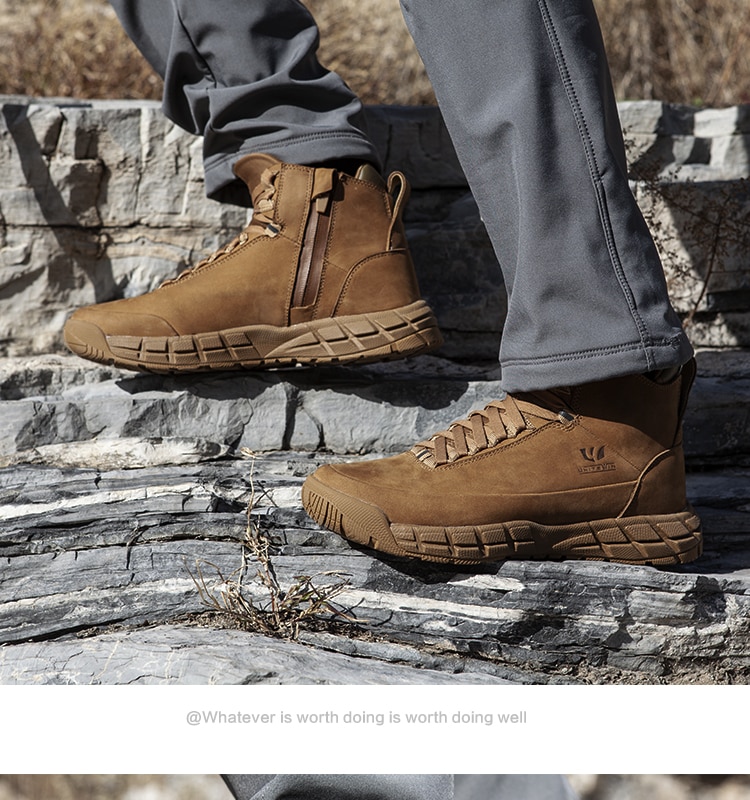 PAVEHAWK-Botas tácticas militares para hombre y mujer, zapatos de combate de cuero genuino, impermeables, trabajo, montaña, Sonw, invierno, Verano