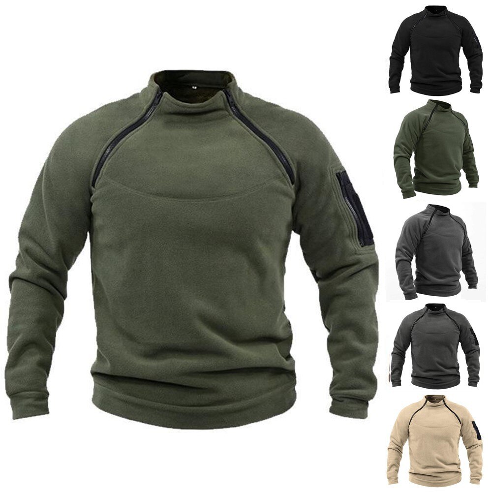 Chaqueta de forro polar para hombre, suéter táctico de caza, cálido, con cremalleras, a prueba de viento, para exteriores, novedad de invierno