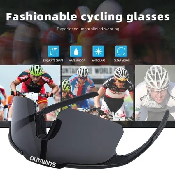 SHIMANO-gafas de sol con montura grande para hombre y mujer, lentes antiultravioleta para conducción de bicicleta, 7 colores, UV400