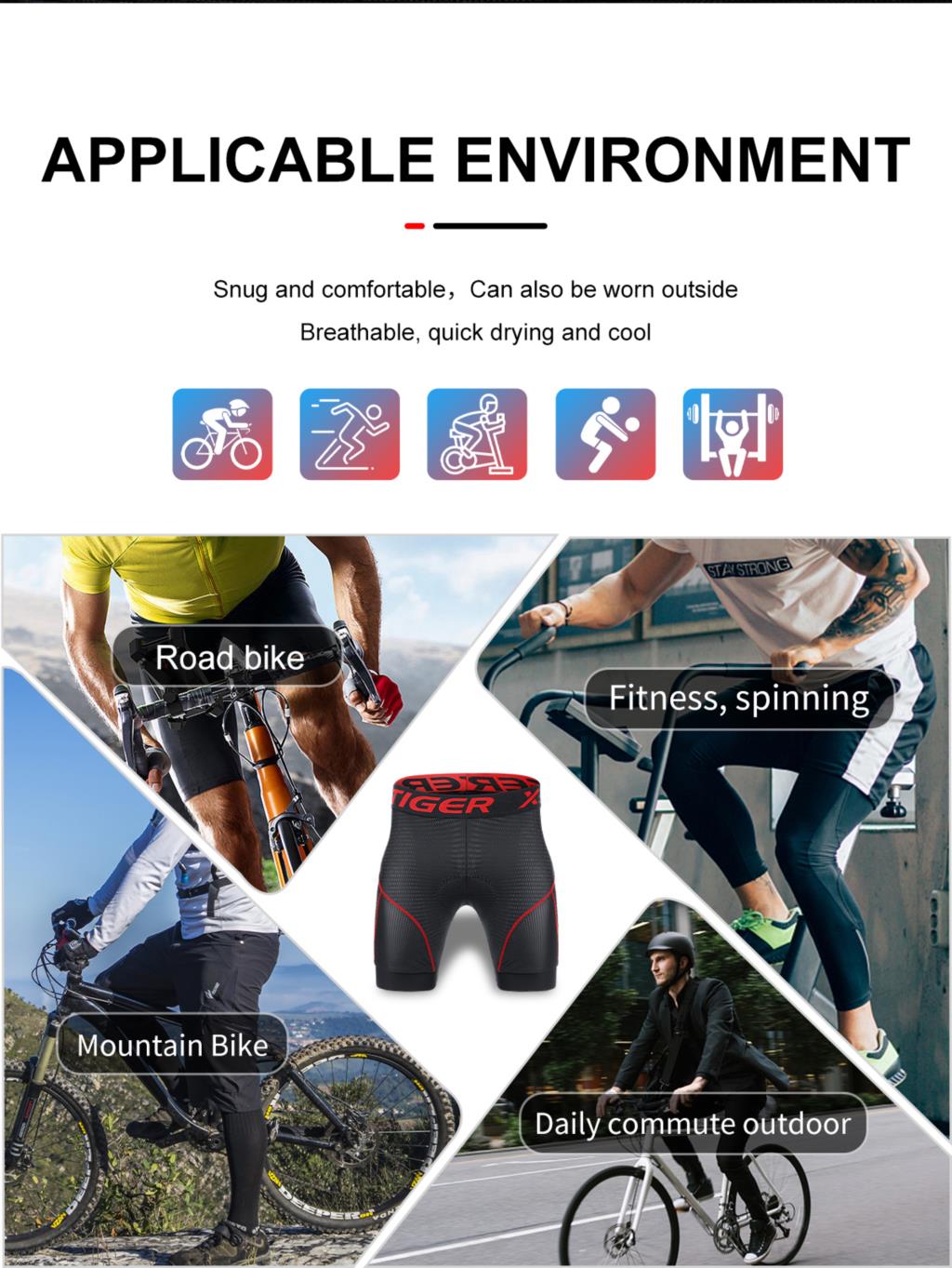 Pantalones cortos de ciclismo para X-TIGER, ropa interior de malla transpirable con almohadilla de Gel a prueba de golpes, para bicicleta de montaña, triangulación de envíos