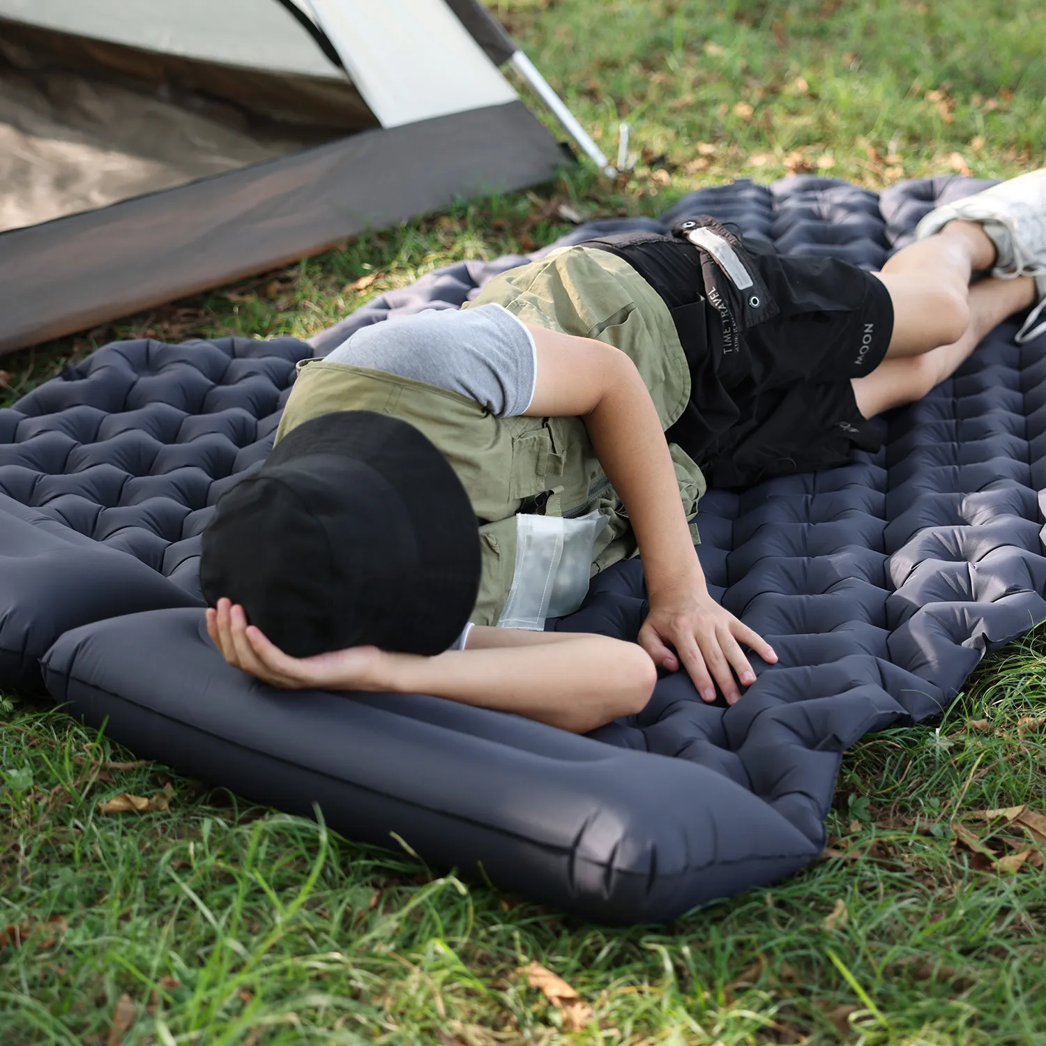Oulylan-colchón de aire para 2 personas, colchoneta inflable para acampar al aire libre, 200x120x7cm