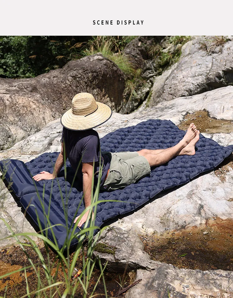 Oulylan-colchón de aire para 2 personas, colchoneta inflable para acampar al aire libre, 200x120x7cm