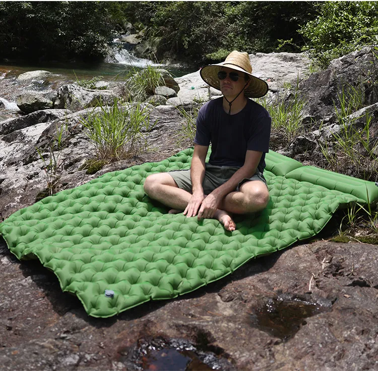 Oulylan-colchón de aire para 2 personas, colchoneta inflable para acampar al aire libre, 200x120x7cm