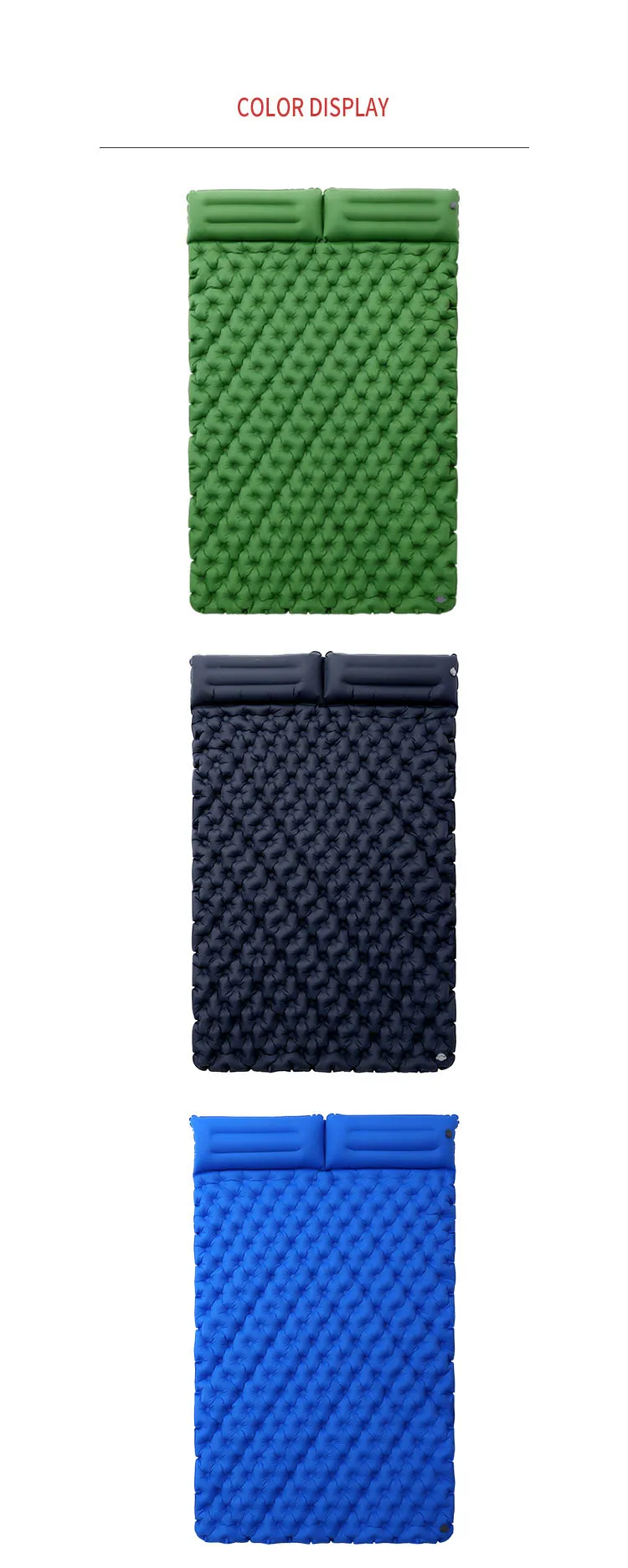 Oulylan-colchón de aire para 2 personas, colchoneta inflable para acampar al aire libre, 200x120x7cm