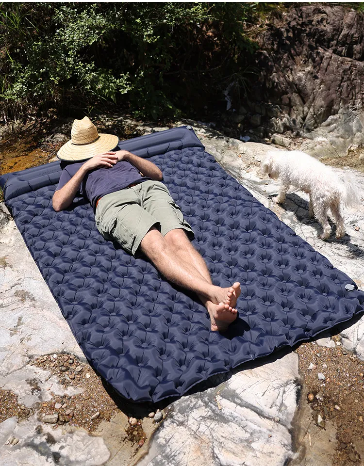 Oulylan-colchón de aire para 2 personas, colchoneta inflable para acampar al aire libre, 200x120x7cm