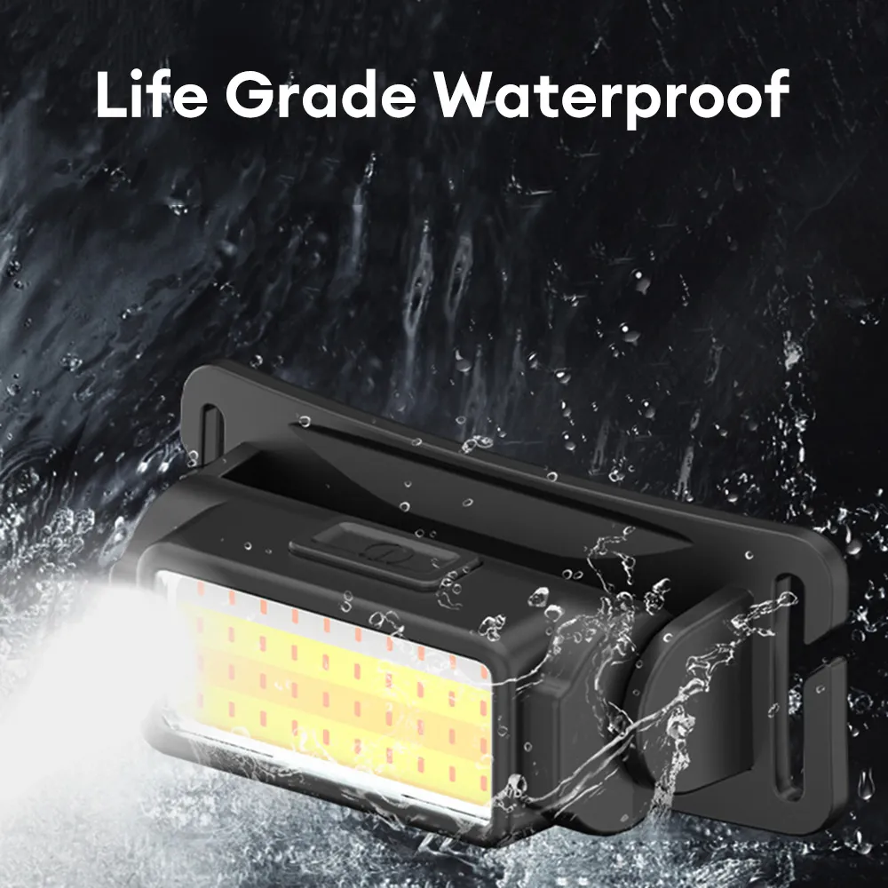 Faro portátil LED COB Con Antorcha de Luz Roja USB Recargable Linterna Ajustable Batería Incorporada Faros A Prueba de agua