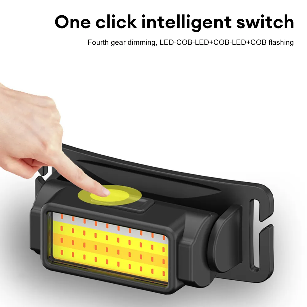 Faro portátil LED COB Con Antorcha de Luz Roja USB Recargable Linterna Ajustable Batería Incorporada Faros A Prueba de agua