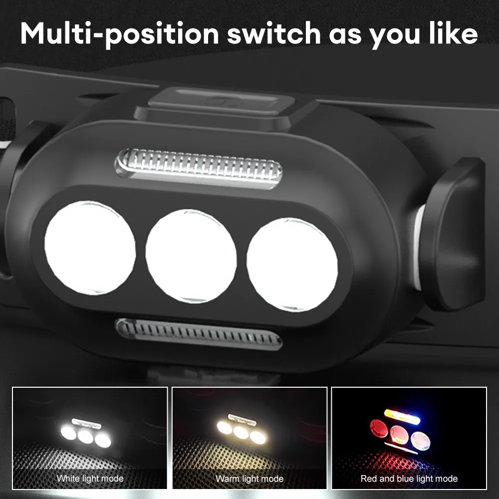 Faro portátil LED COB Con Antorcha de Luz Roja USB Recargable Linterna Ajustable Batería Incorporada Faros A Prueba de agua