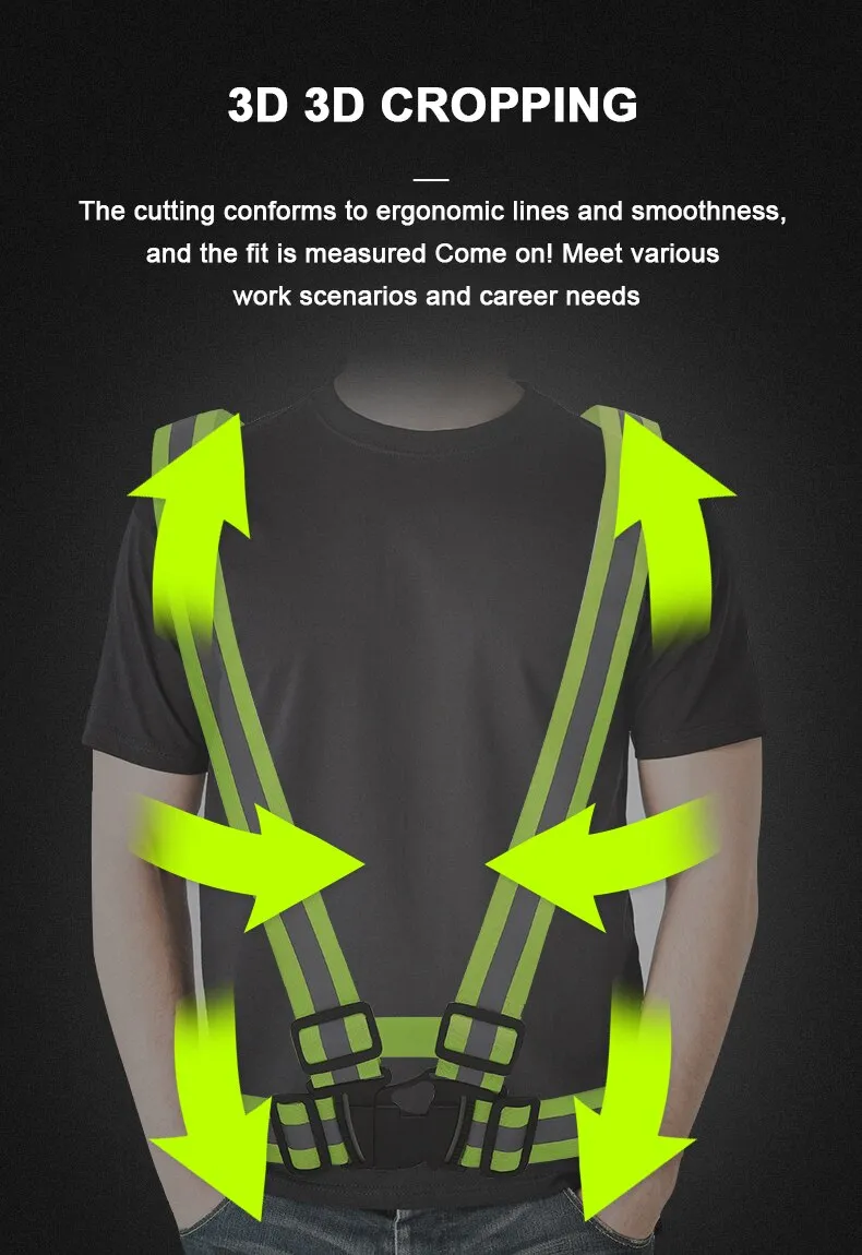 Chaleco reflectante de seguridad para el trabajo nocturno, chaqueta reflectante de alta visibilidad para correr y ciclismo