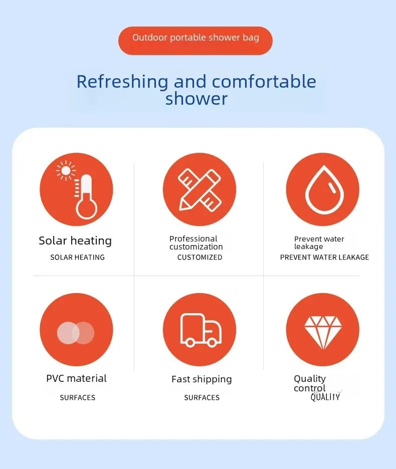 Bolsa de baño portátil para acampar al aire libre, ducha de baño plegable con autoconducción, almacenamiento de agua caliente y energía solar