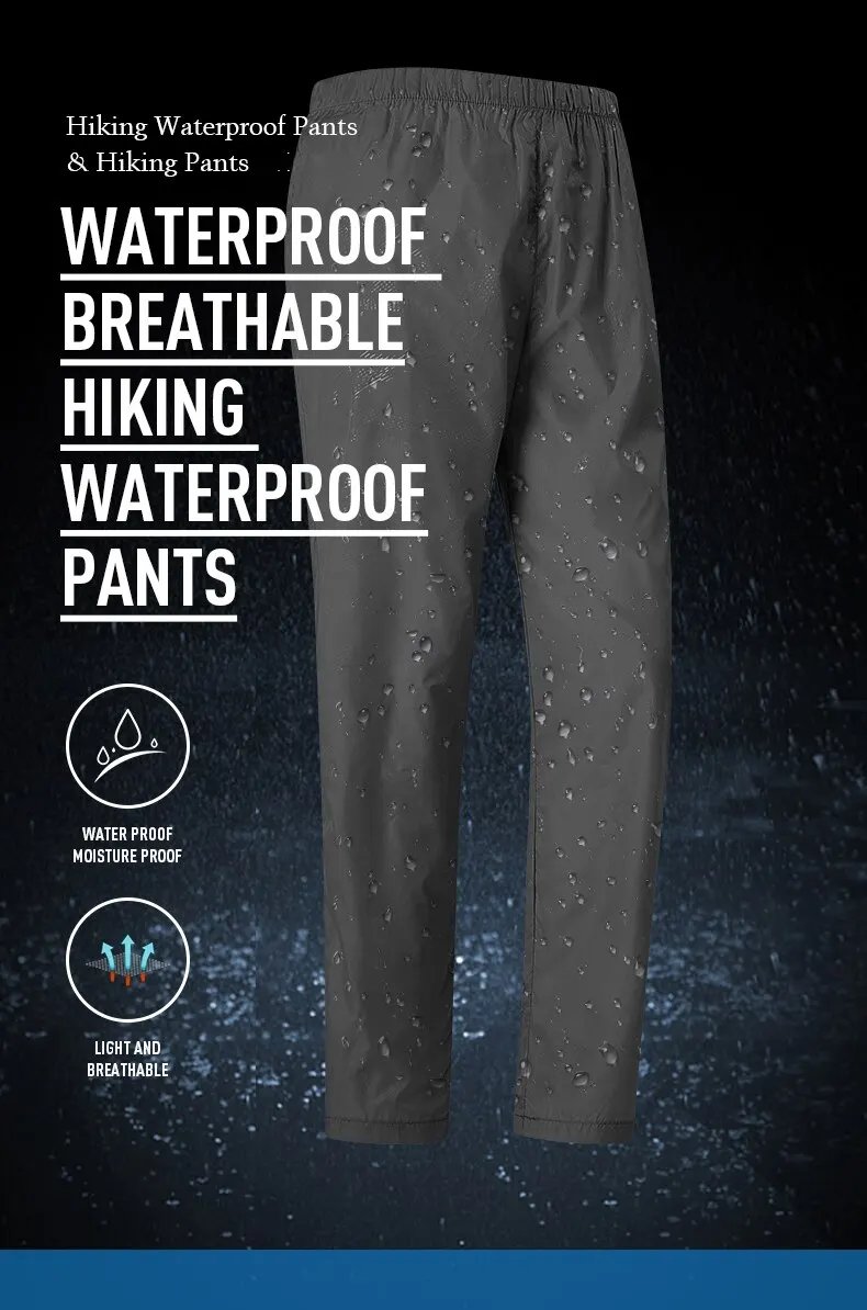 LNGXO-pantalones de senderismo para hombre y mujer, pantalones impermeables para exteriores, Unisex, escalada, Camping, deportes, secado rápido, montaña, lluvia, Anti UV