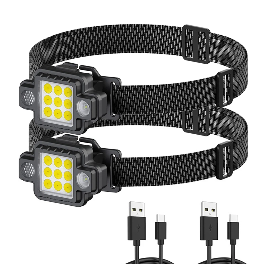 2PCS COB Head Lamp