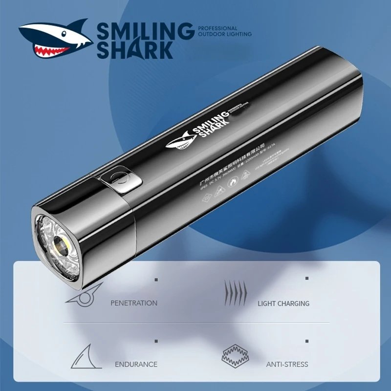 Smiling Shark 617B Mini linterna, luz fuerte portátil de bolsillo pequeño, para uso diario, senderismo al aire libre