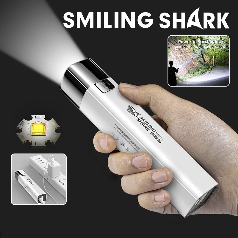 Smiling Shark 617B Mini linterna, luz portátil de bolsillo pequeño, camping, senderismo