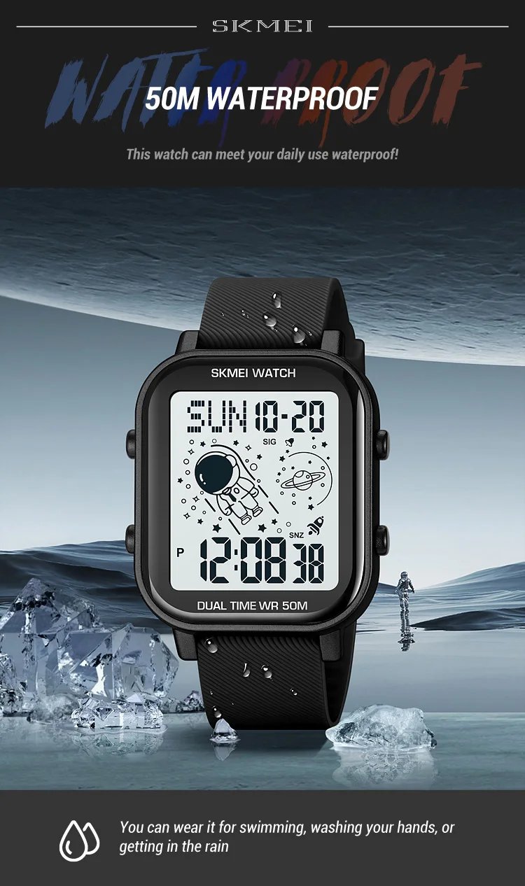 SKMEI-relojes deportivos digitales para hombre, pulsera electrónica con cuenta regresiva, resistente al agua, cronógrafo con fecha, 5bar