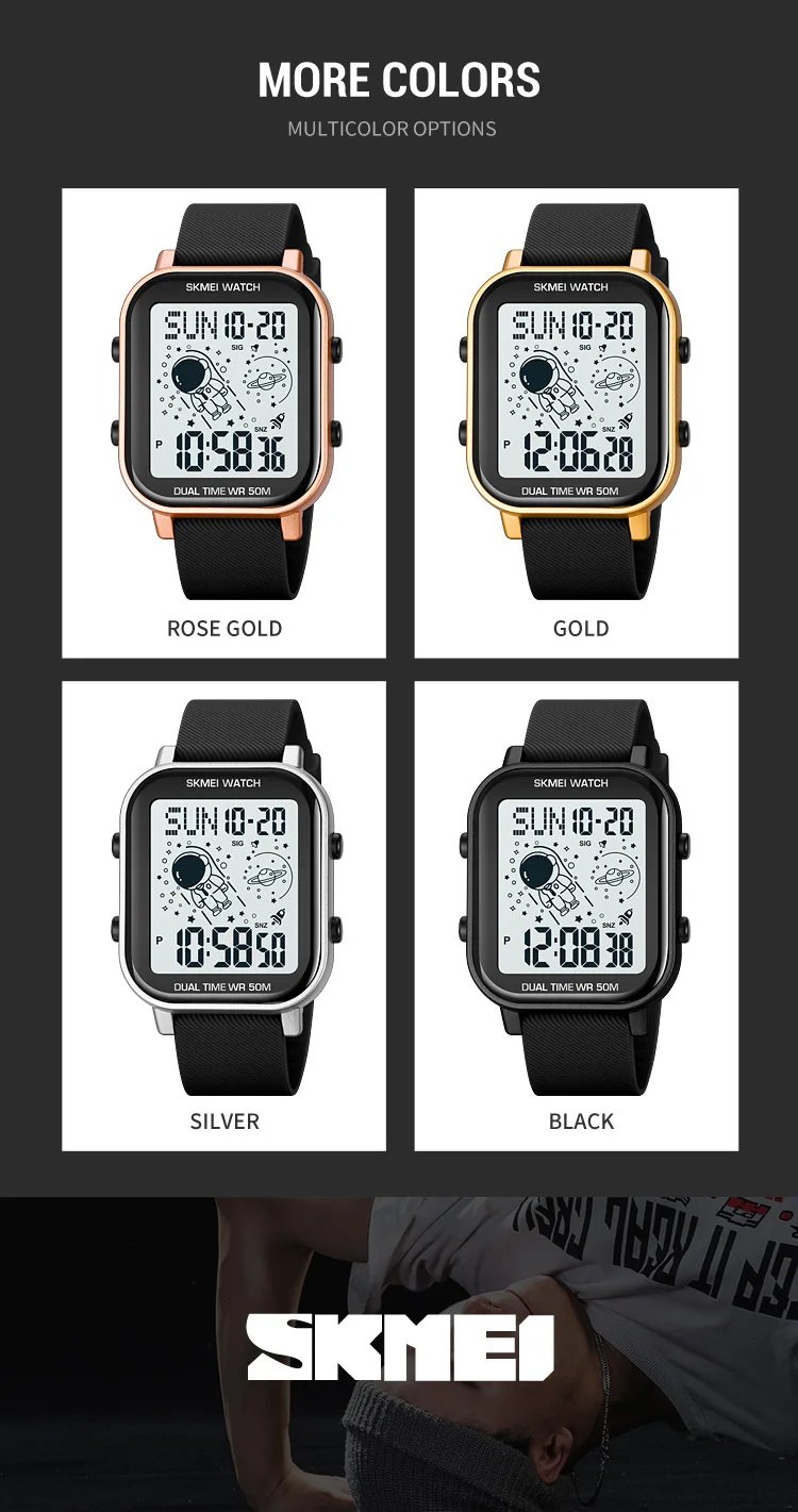 SKMEI-relojes deportivos digitales para hombre, pulsera electrónica con cuenta regresiva, resistente al agua, cronógrafo con fecha, 5bar