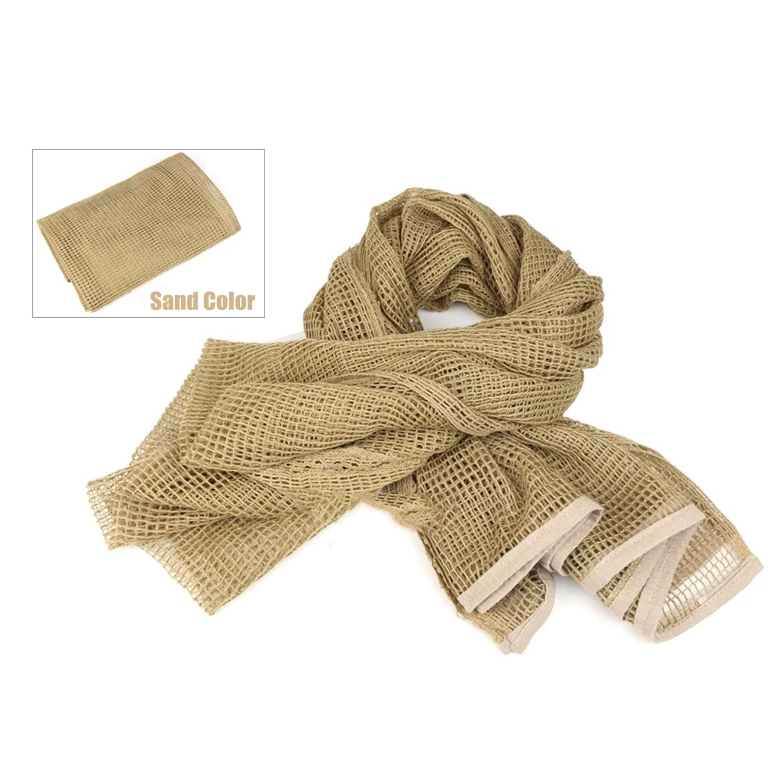 Tactical Scarf Camouflage Mesh Neck Scarf Net Keffiyeh Sniper Face Scarf Veil Shemagh Head Wrap Outdoor Face Scarf Bandana