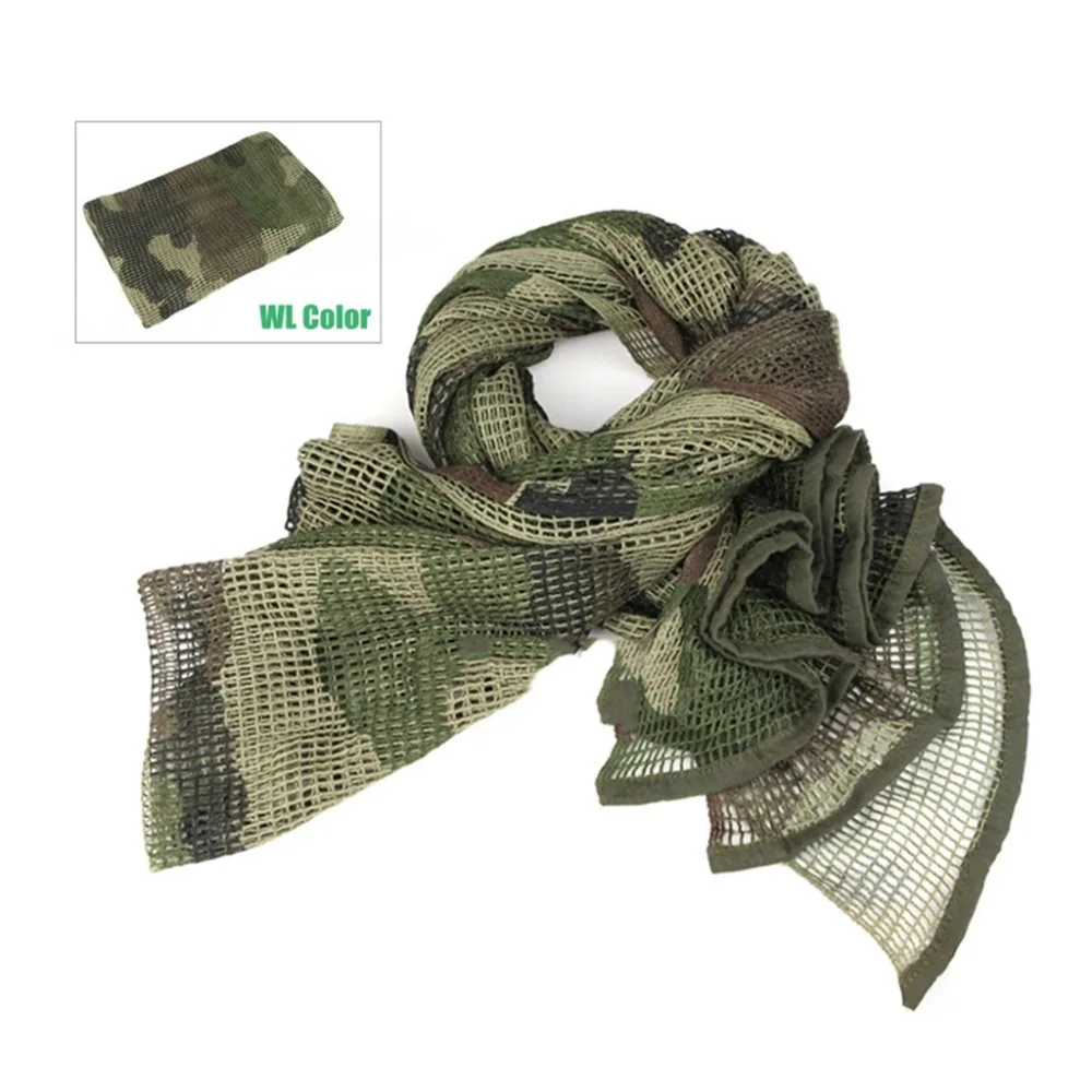 Tactical Scarf Camouflage Mesh Neck Scarf Net Keffiyeh Sniper Face Scarf Veil Shemagh Head Wrap Outdoor Face Scarf Bandana