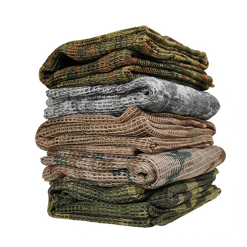 Tactical Scarf Camouflage Mesh Neck Scarf Net Keffiyeh Sniper Face Scarf Veil Shemagh Head Wrap Outdoor Face Scarf Bandana