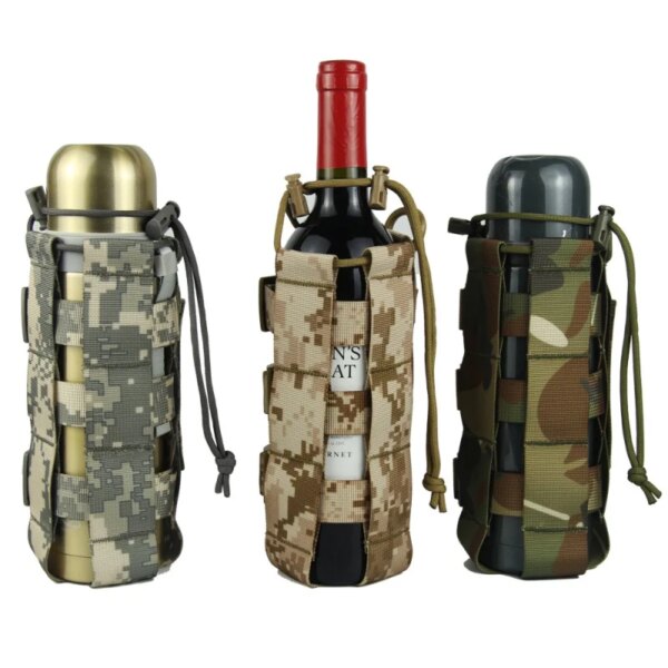 Bolsa táctica para botella de agua de 0,5 l-2,5 L, Molle Oxford, funda ajustable para viaje al aire libre, Camping, hervidor