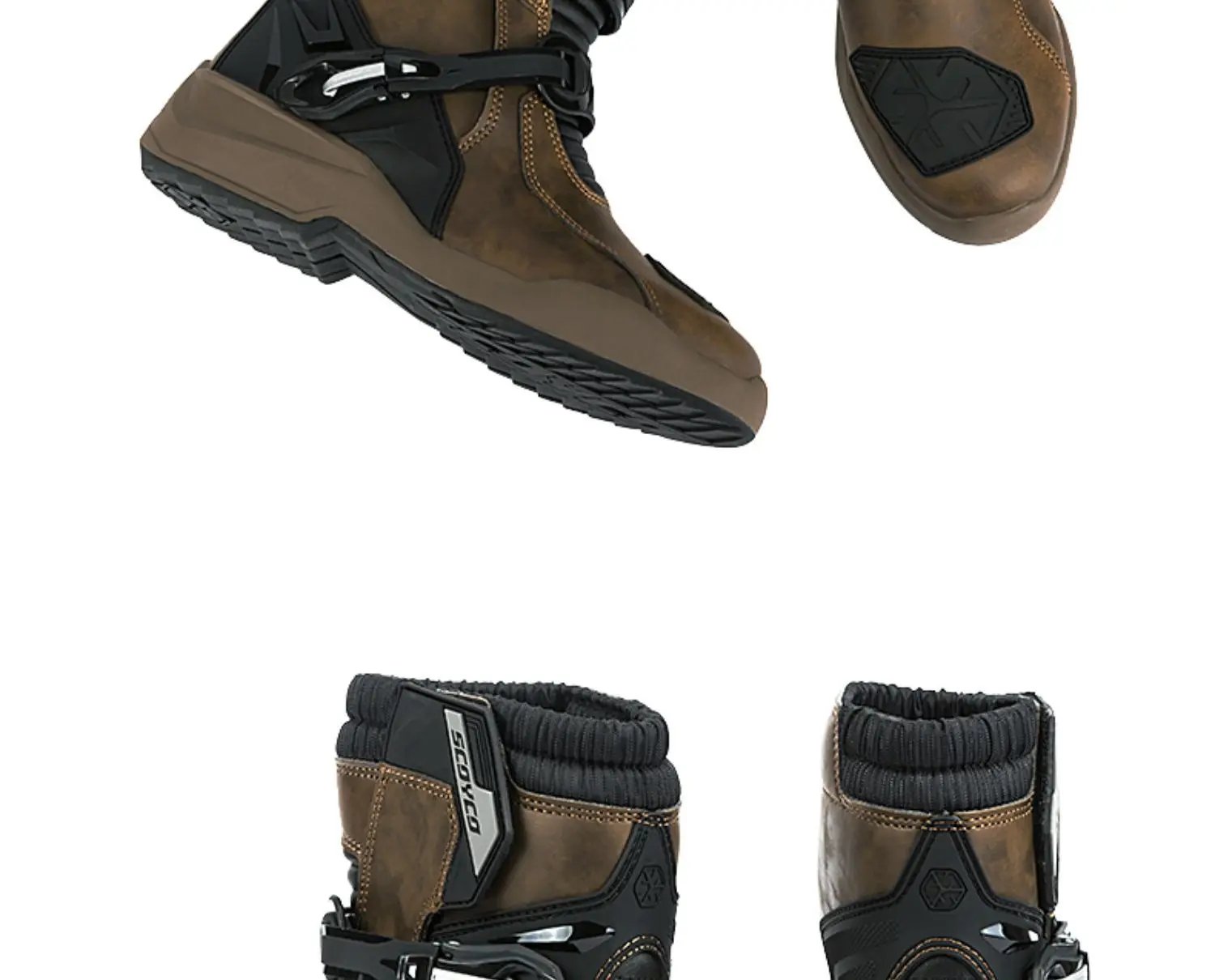 Scoyco-Botas de moto Enduro para hombre, calzado resistente al desgaste, antideslizante, de cuero, impermeable, para Motocross
