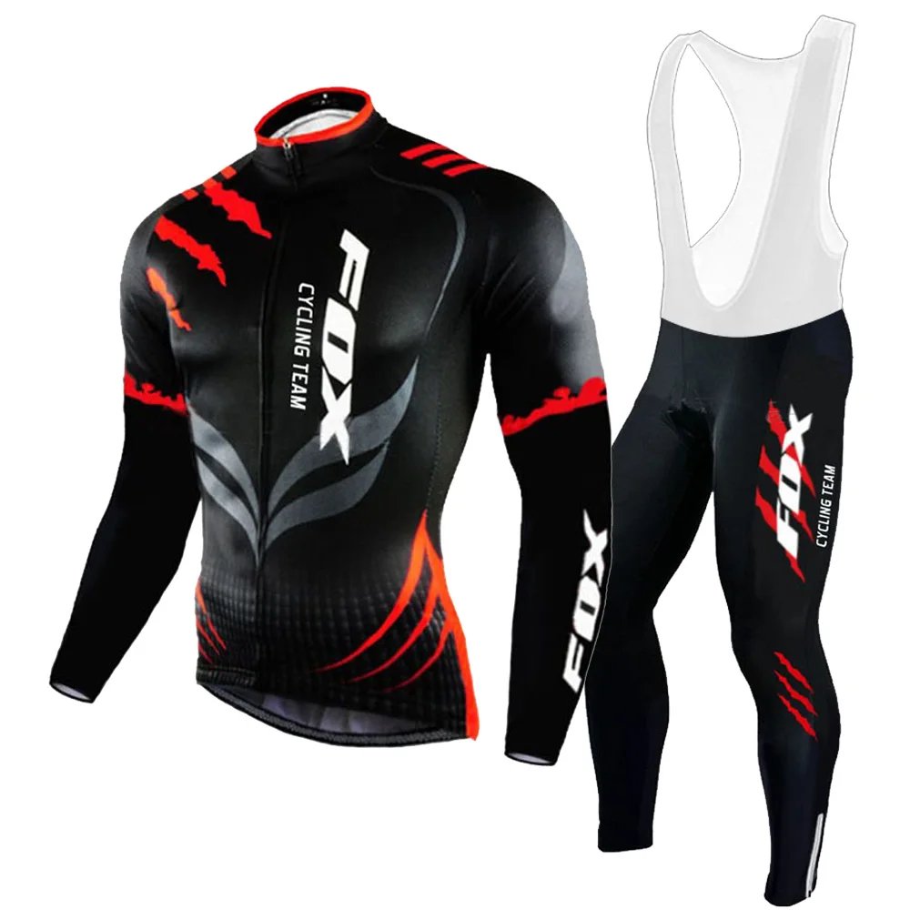 Conjunto de ropa de ciclismo para hombre, uniforme de manga larga para bicicleta de carretera, equipo FOX, MTB, otoño