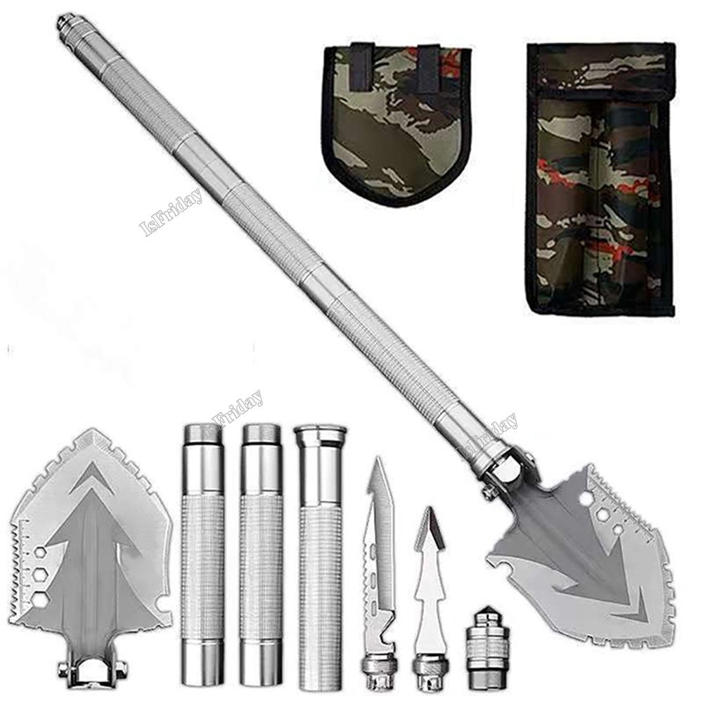 Pala militar plegable multifunción, Kit de supervivencia al aire libre, herramientas de jardín, Camping, 63cm