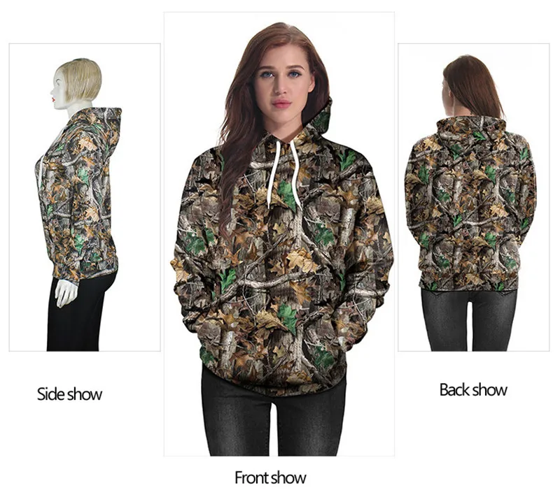 Sudadera con estampado Digital 3D de Hojas de arce biónico, ropa de camuflaje y pino para pesca, Camping, caza, Abrigos, Chaquetas con gorro