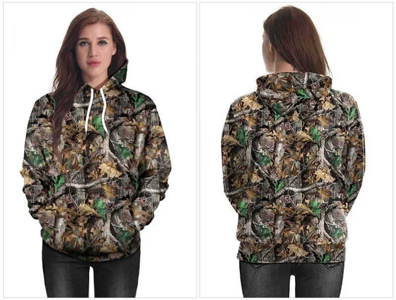 Sudadera con estampado Digital 3D de Hojas de arce biónico, ropa de camuflaje y pino para pesca, Camping, caza, Abrigos, Chaquetas con gorro