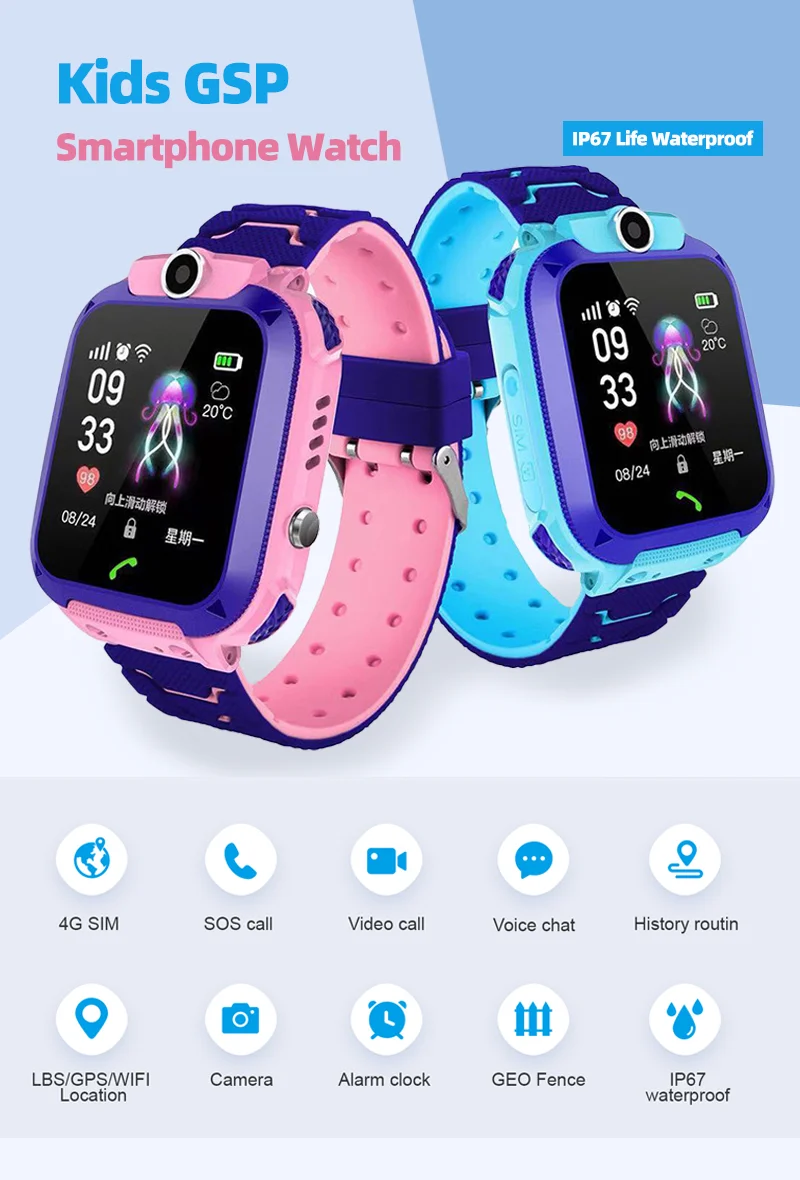 Reloj inteligente Q12 para niños y niñas, pulsera con llamadas telefónicas 2G, resistente al agua, Monitor GPS para madres y niños, relojes digitales deportivos SOS