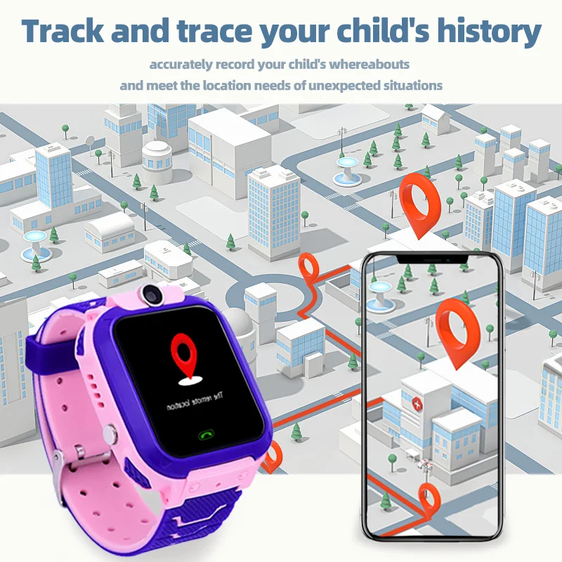 Reloj inteligente Q12 para niños y niñas, pulsera con llamadas telefónicas 2G, resistente al agua, Monitor GPS para madres y niños, relojes digitales deportivos SOS