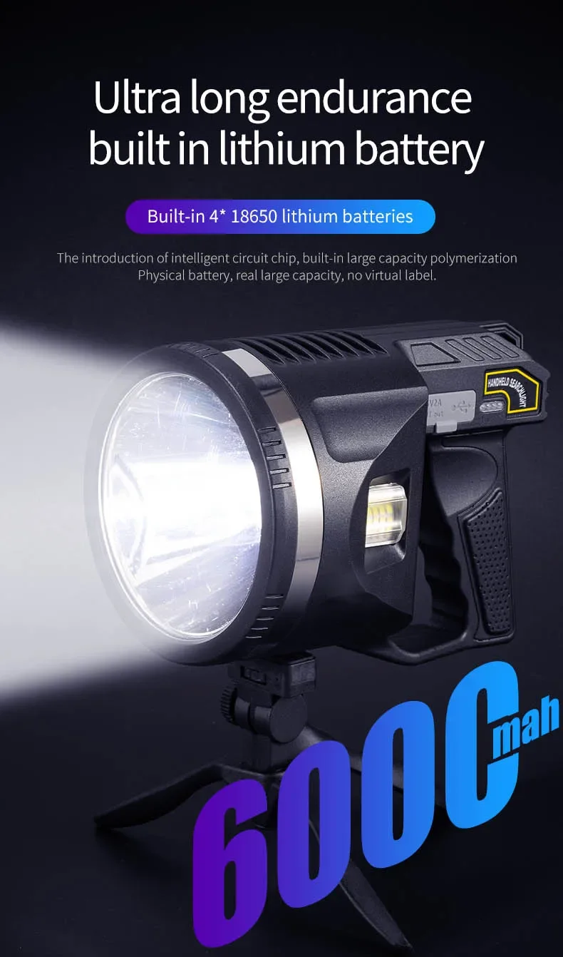 Reflector Led recargable de alta potencia, linternas Led de iluminación Ultra larga, lámpara de distancia XHP70, linterna potente