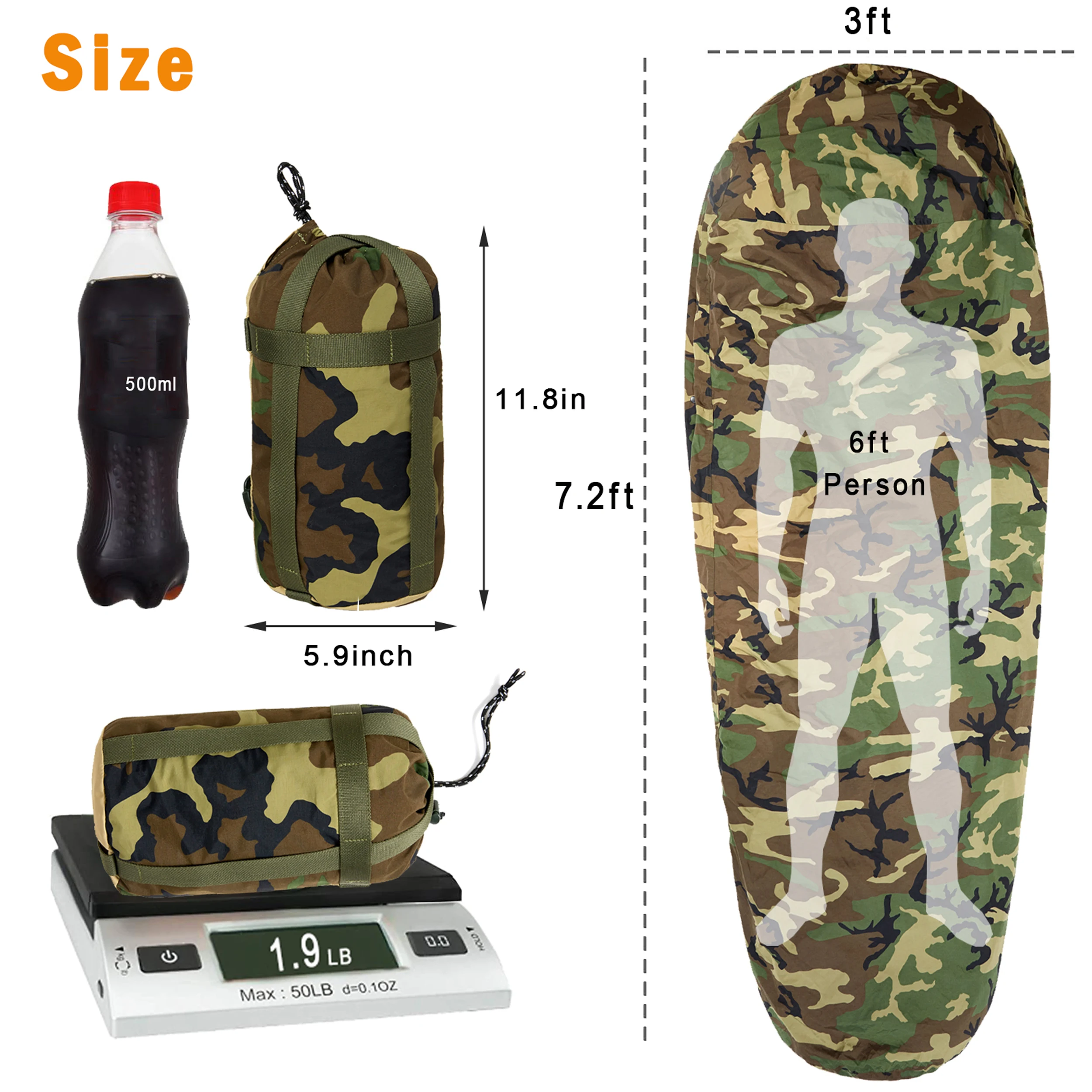 Akmax.cn Bivy Cover Sack para sacos de dormir modulares del ejército militar, Multicam Camo/Woodland/UCP