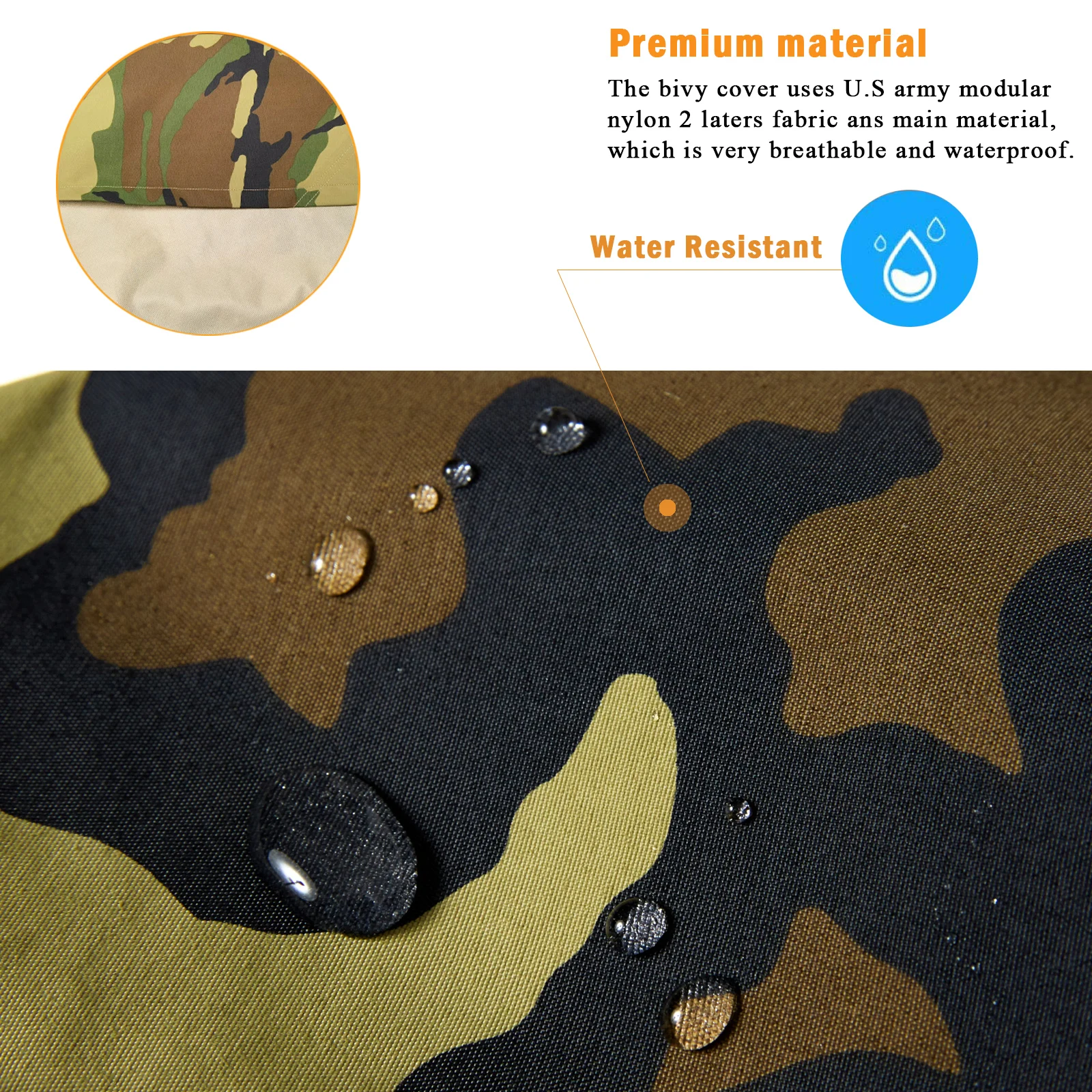 Akmax.cn Bivy Cover Sack para sacos de dormir modulares del ejército militar, Multicam Camo/Woodland/UCP