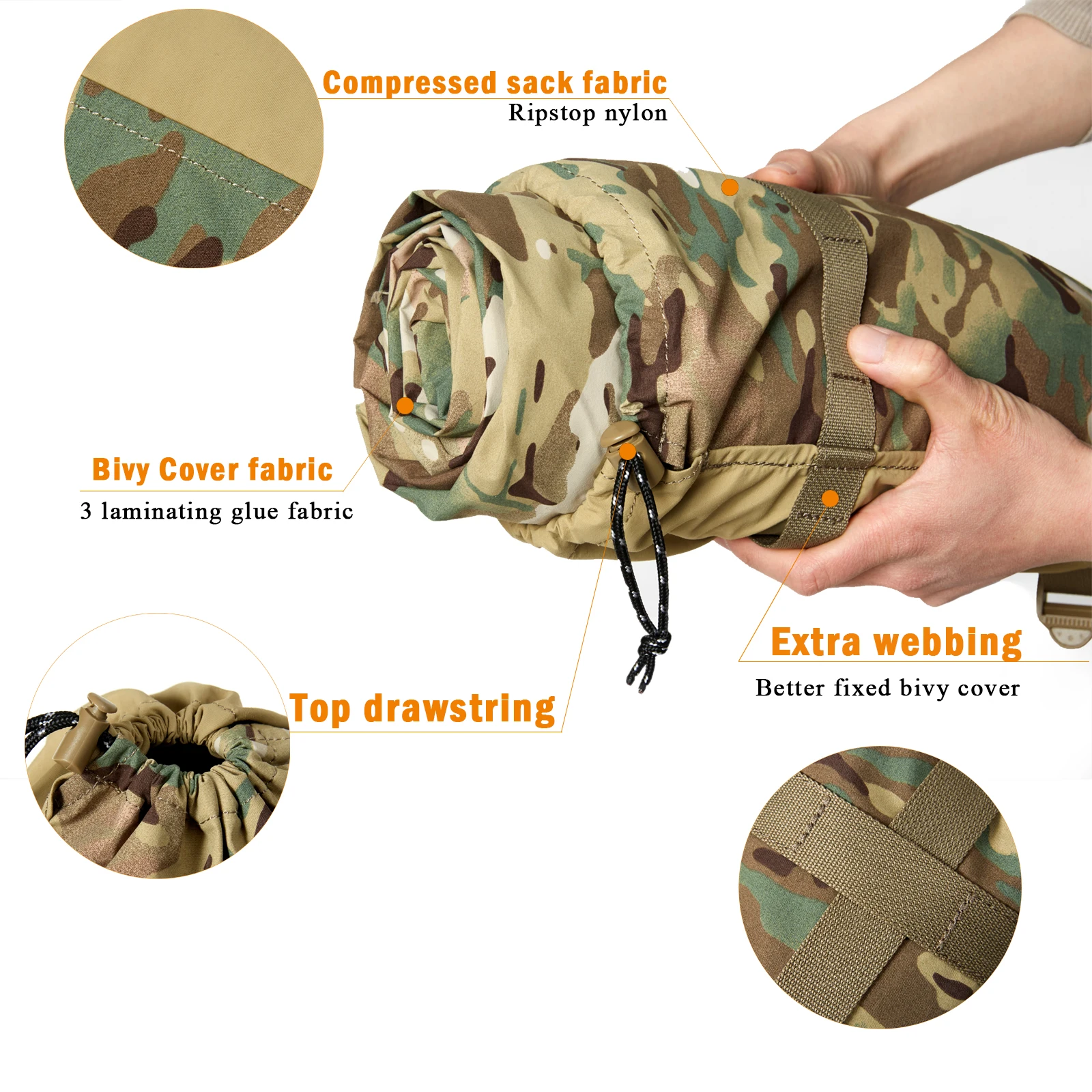 Akmax.cn Bivy Cover Sack para sacos de dormir modulares del ejército militar, Multicam Camo/Woodland/UCP