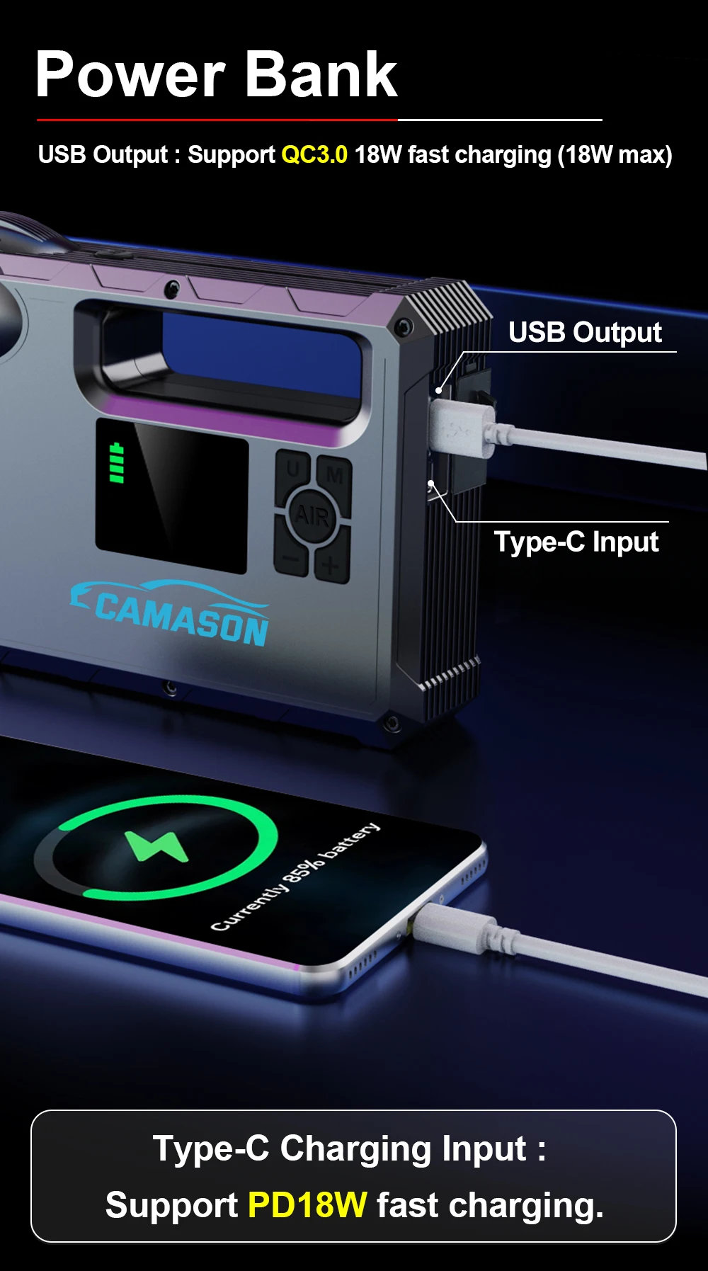 5 in 1 Car Jump Starter with air Compressor Portable Flashlight Starting Device Power Bank Battery Automotive Booster start 5 in 1 Car Jump Starter with air Compressor Portable Flashlight Starting Device Power Bank Battery Automotive Booster start