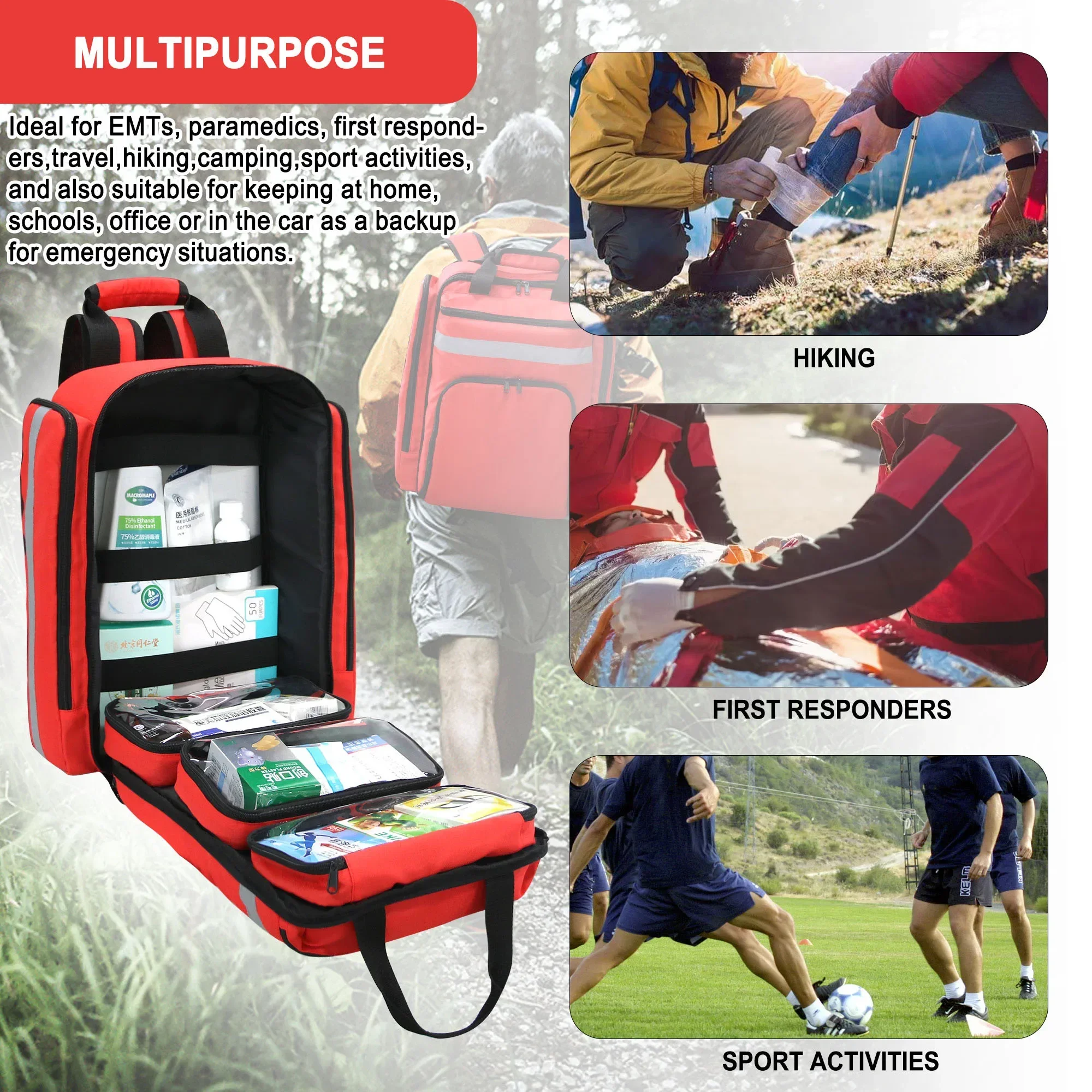 First Aid Kits Emergency Foldable Rescue Backpacks Large Capacity Sorted Storage Outdoor Camping Survival Kits Medical Kits First Aid Kits Emergency Foldable Rescue Backpacks Large Capacity Sorted Storage Outdoor Camping Survival Kits Medical Kits