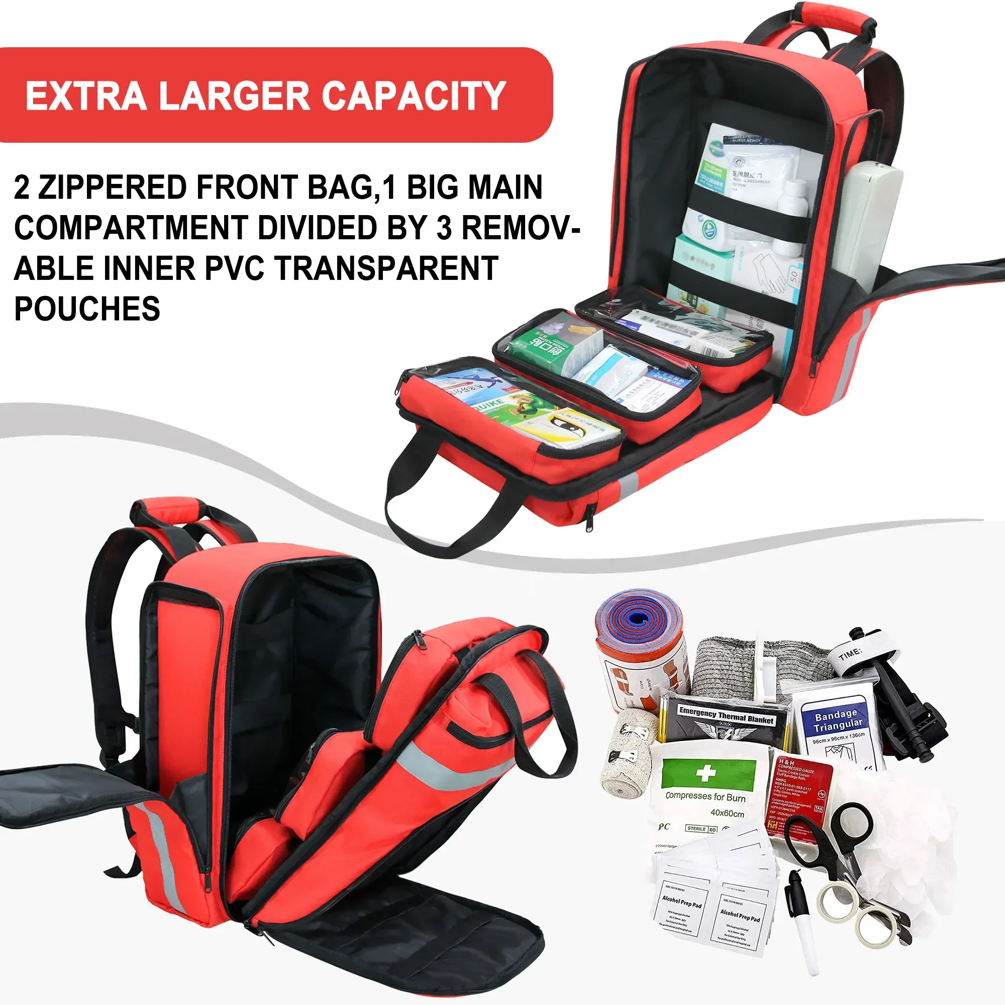 First Aid Kits Emergency Foldable Rescue Backpacks Large Capacity Sorted Storage Outdoor Camping Survival Kits Medical Kits First Aid Kits Emergency Foldable Rescue Backpacks Large Capacity Sorted Storage Outdoor Camping Survival Kits Medical Kits