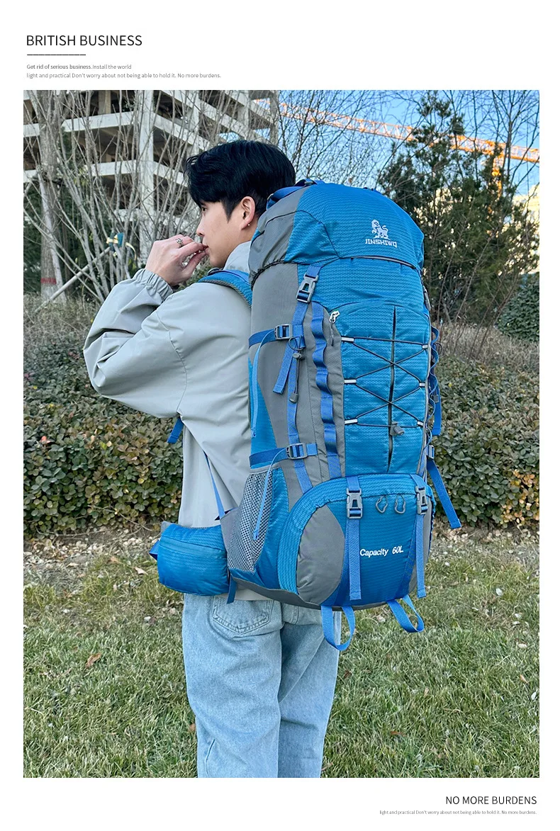 80L Mountaineering Bag,Large Capacity Rainproof Wear-Resistant Nylon Breathable,Outdoor Travel Hiking Camping Sports Backpack