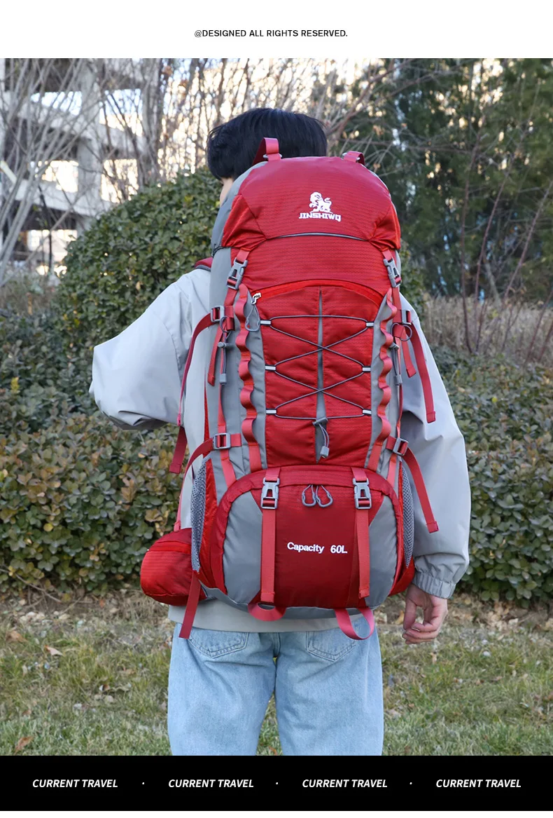 80L Mountaineering Bag,Large Capacity Rainproof Wear-Resistant Nylon Breathable,Outdoor Travel Hiking Camping Sports Backpack