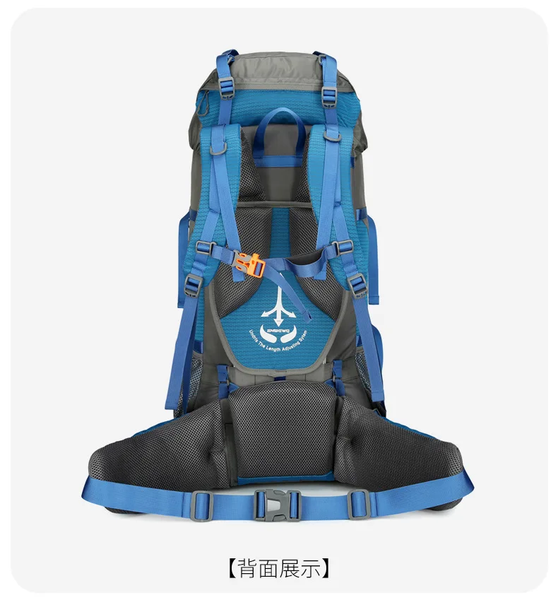 80L Mountaineering Bag,Large Capacity Rainproof Wear-Resistant Nylon Breathable,Outdoor Travel Hiking Camping Sports Backpack