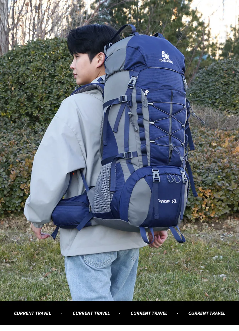 80L Mountaineering Bag,Large Capacity Rainproof Wear-Resistant Nylon Breathable,Outdoor Travel Hiking Camping Sports Backpack